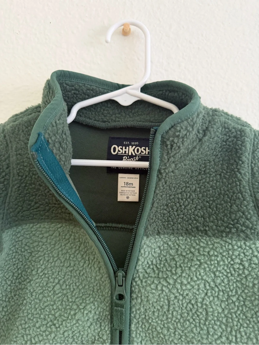 OshKosh Two-Tone Green Sherpa Zip Jacket